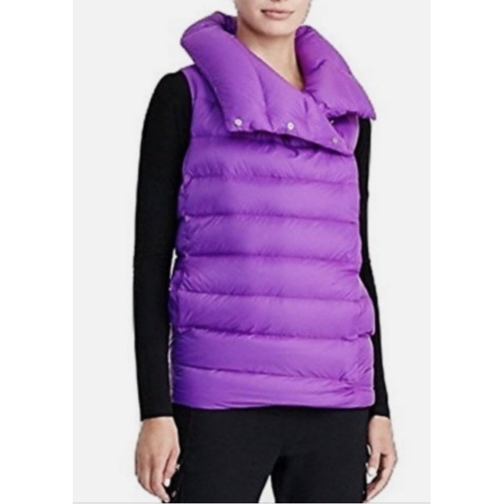 Lauren Ralph Lauren Womens Down Funnel Neck Puffer Vest Adirondack Berry XL